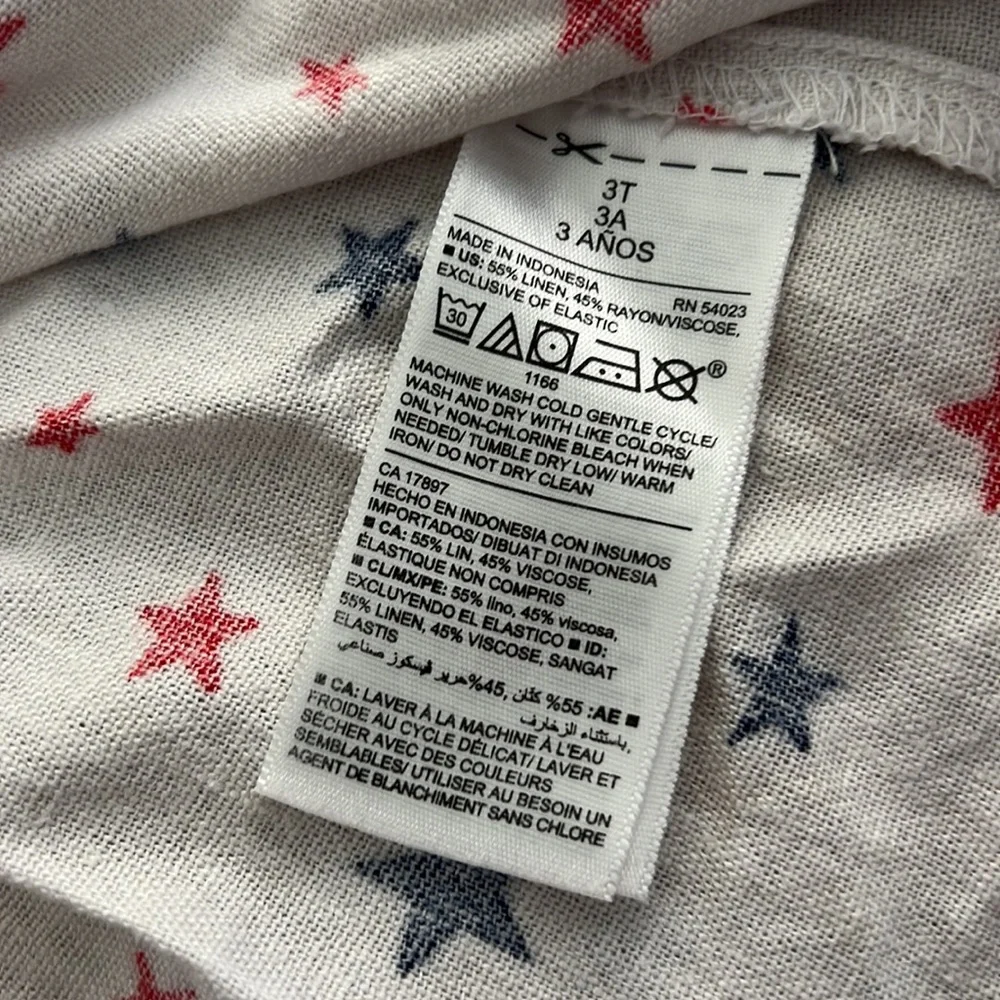 Old Navy Toddler Gile White Linen Dress with Star Print Size 3t